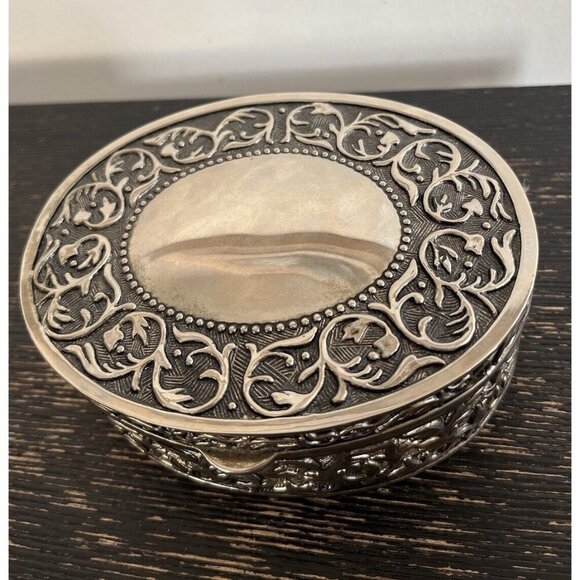 Antique Elegance Silver Trinket Jewelry Box - Picture 2 of 8